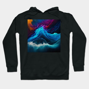 Stormy Rainbow Waves Abstract Hoodie